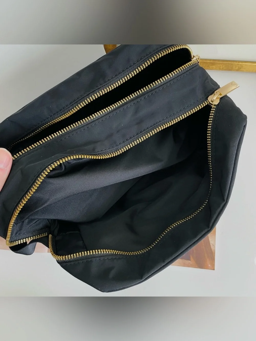 Chanel Black Double Zip Travel Cosmetic Bag
